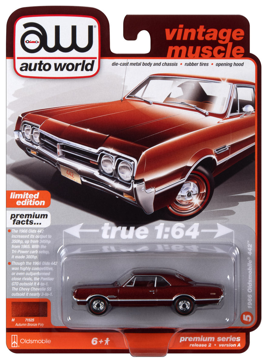 Auto World 1966 Oldsmobile 442 (Autumn Bronze Poly) 1:64 Diecast