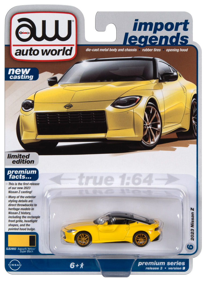 Auto World 2023 Nissan Z (Ikazuchi Yellow w/Gloss Black Roof) 1:64 Diecast