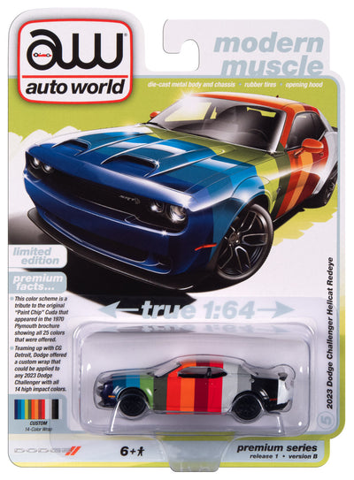 "PRE-ORDER" Auto World Paint Swatch 2023 Dodge Challenger Hellcat Redeye (14 Factory Color Paint Swatch) 1:64 Diecast (DUE APRIL 2024)