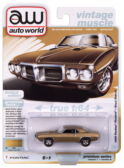 Auto World Royal Bobcat 1969 Pontiac Firebird (Antique Gold) 1:64 Diecast