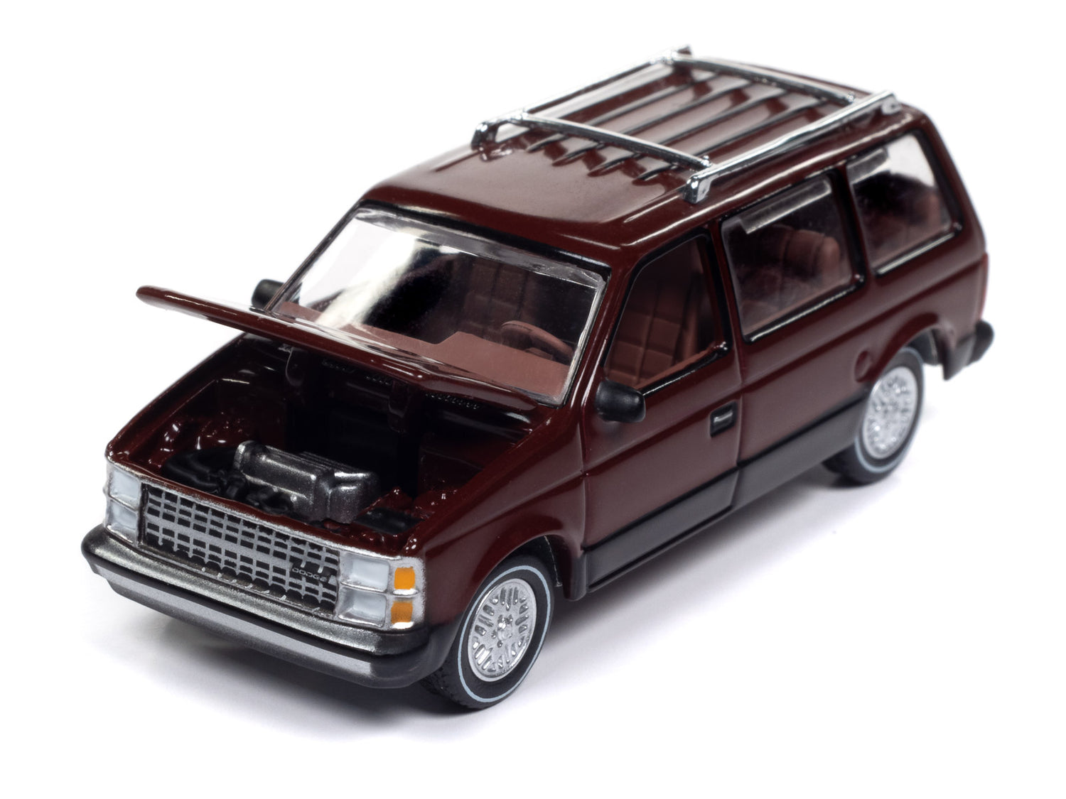 Auto World 1985 Dodge Caravan (Crimson Red w/Black Lower Sides) 1:64 Diecast