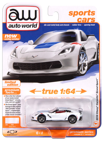 Auto World 2018 Chevy Corvette Grand Sport (Arctic White) 1:64