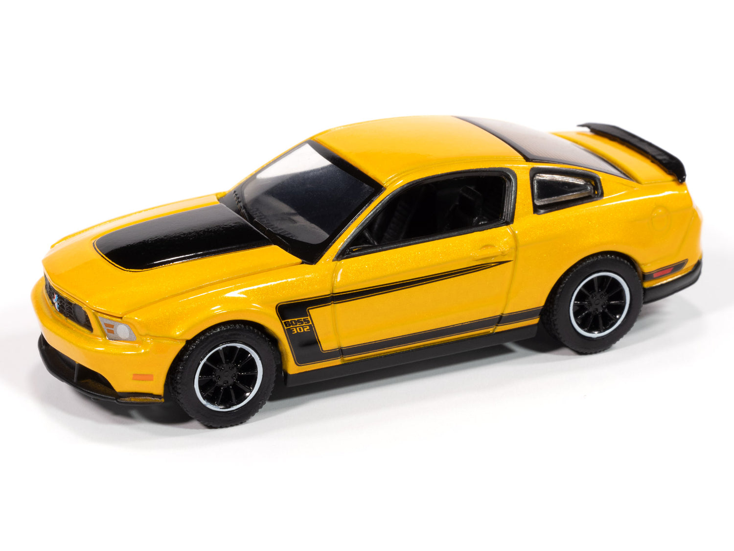 "PRE-ORDER" Auto World 2012 Ford Mustang Boss 302 (Yellow Blaze w/Black Accents) 1:64 Diecast (DUE MAY 2025)