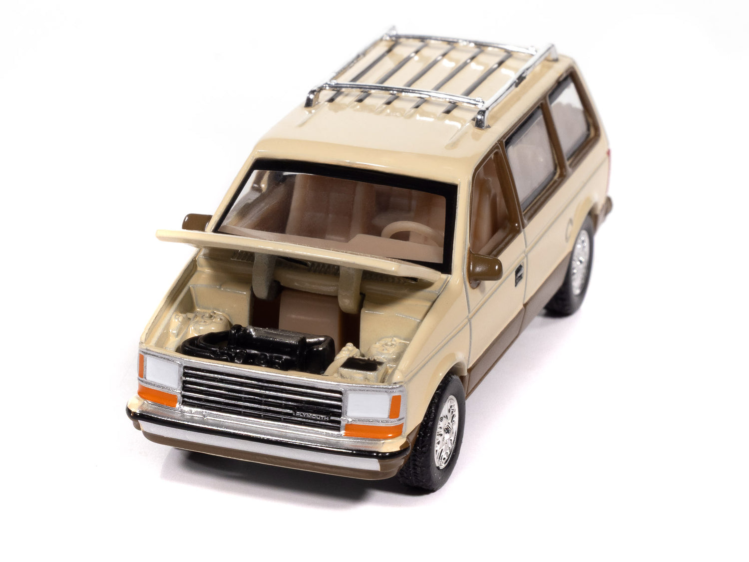 "PRE-ORDER" Auto World 1987 Plymouth Voyager (Light Cream 2-tone w/ Golden Bronze) 1:64 Diecast (DUE OCTOBER 2025)