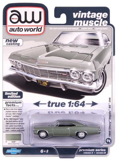 "PRE-ORDER" Auto World 1965 Chevrolet Impala (Willow Green) 1:64 Diecast (DUE OCTOBER 2025)