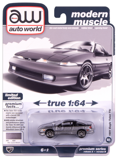 "PRE-ORDER" Auto World 1991 Eagle Talon Tsi (Medium Quartz Metallic) 1:64 Diecast (DUE OCTOBER 2025)