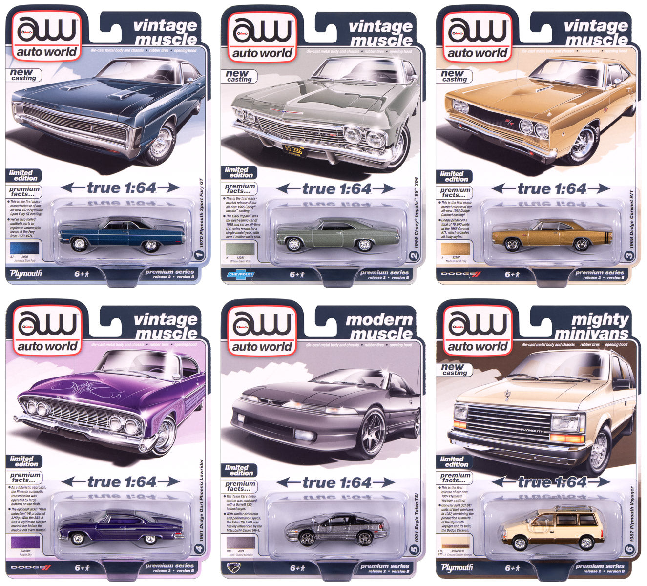 "PRE-ORDER" Auto World Premium 2025 Release 2 Set B (6-Car Sealed Case) 1:64 Diecast (DUE OCTOBER 2025)
