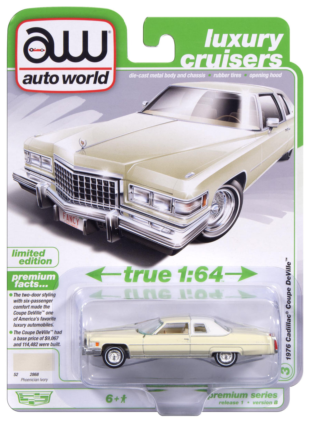 Auto World 1976 Cadillac Coupe de Ville (Phoenician Ivory) 1:64 Diecast