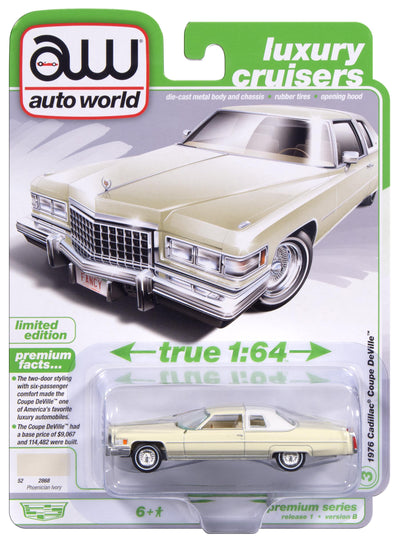Auto World 1976 Cadillac Coupe de Ville (Phoenician Ivory) 1:64 Diecast