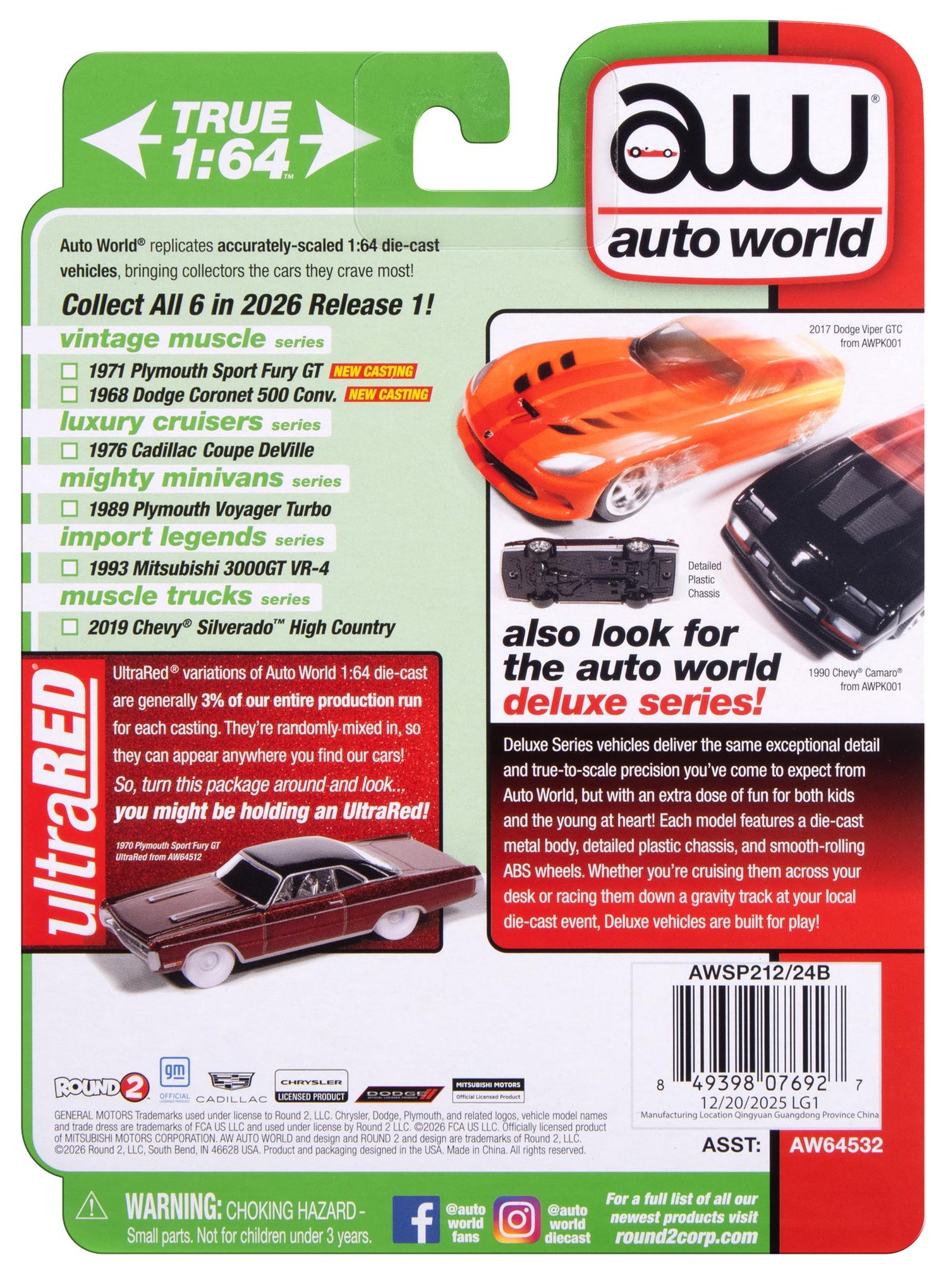 Auto World 1989 Plymouth Voyager Turbo (Daytona Blue) 1:64 Diecast