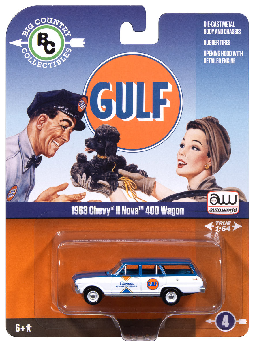 Auto World 1963 Chevy II Wagon Gulf 1:64 Diecast - Auto World Store
