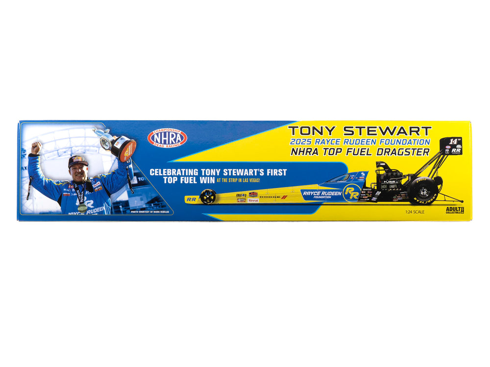 "PRE-ORDER" Auto World NHRA 2025 Tony Stewart Rayce Rudeen Top Fuel Dragster 1:24 Scale Diecast (DUE JULY 2026)