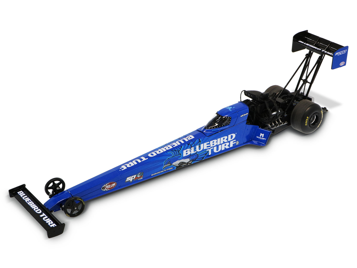 "PRE-ORDER" Auto World NHRA 2026 Will Smith Bluebird Turf SCAG Top Fuel Dragster 1:24 Scale Diecast (DUE OCTOBER 2026)