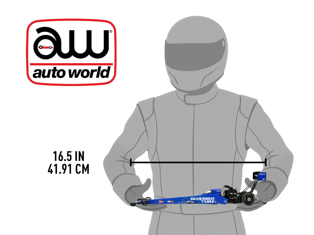 "PRE-ORDER" Auto World NHRA 2026 Will Smith Bluebird Turf SCAG Top Fuel Dragster 1:24 Scale Diecast (DUE OCTOBER 2026)