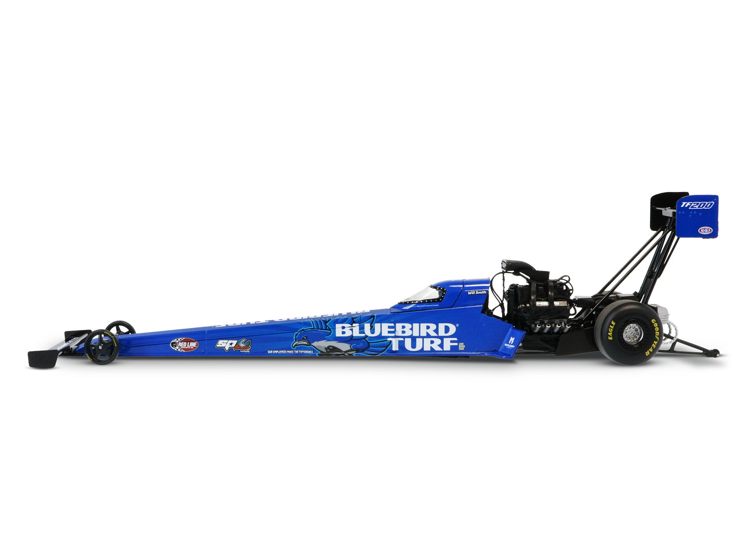 "PRE-ORDER" Auto World NHRA 2026 Will Smith Bluebird Turf SCAG Top Fuel Dragster 1:24 Scale Diecast (DUE OCTOBER 2026)