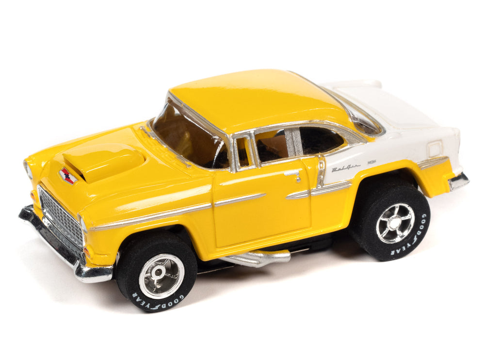 Auto World Xtraction 1955 Chevy Bel Air (Yellow/White) HO Slot Car