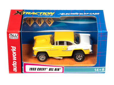 Auto World Xtraction 1955 Chevy Bel Air (Yellow/White) HO Slot Car