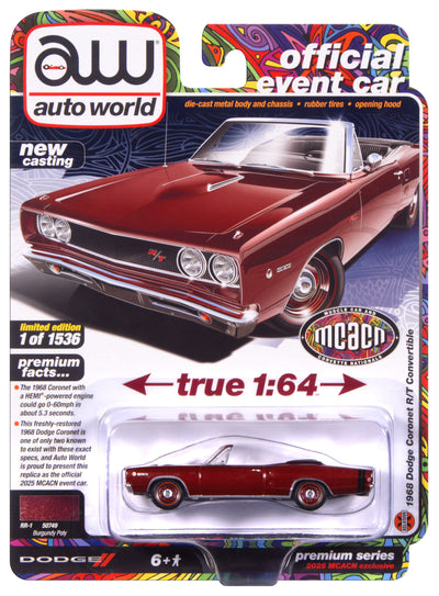 "PRE-ORDER" Johnny Lightning 1968 Dodge Coronet R/T Convertible (2025 MCACN Event Car) 1:64 Diecast (DUE FEBRUARY 2026)