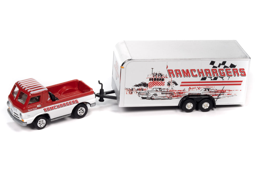 Johnny Lightning 1965 Dodge A-100 Pickup w/Enclosed Trailer Ramchargers 1:64 Diecast