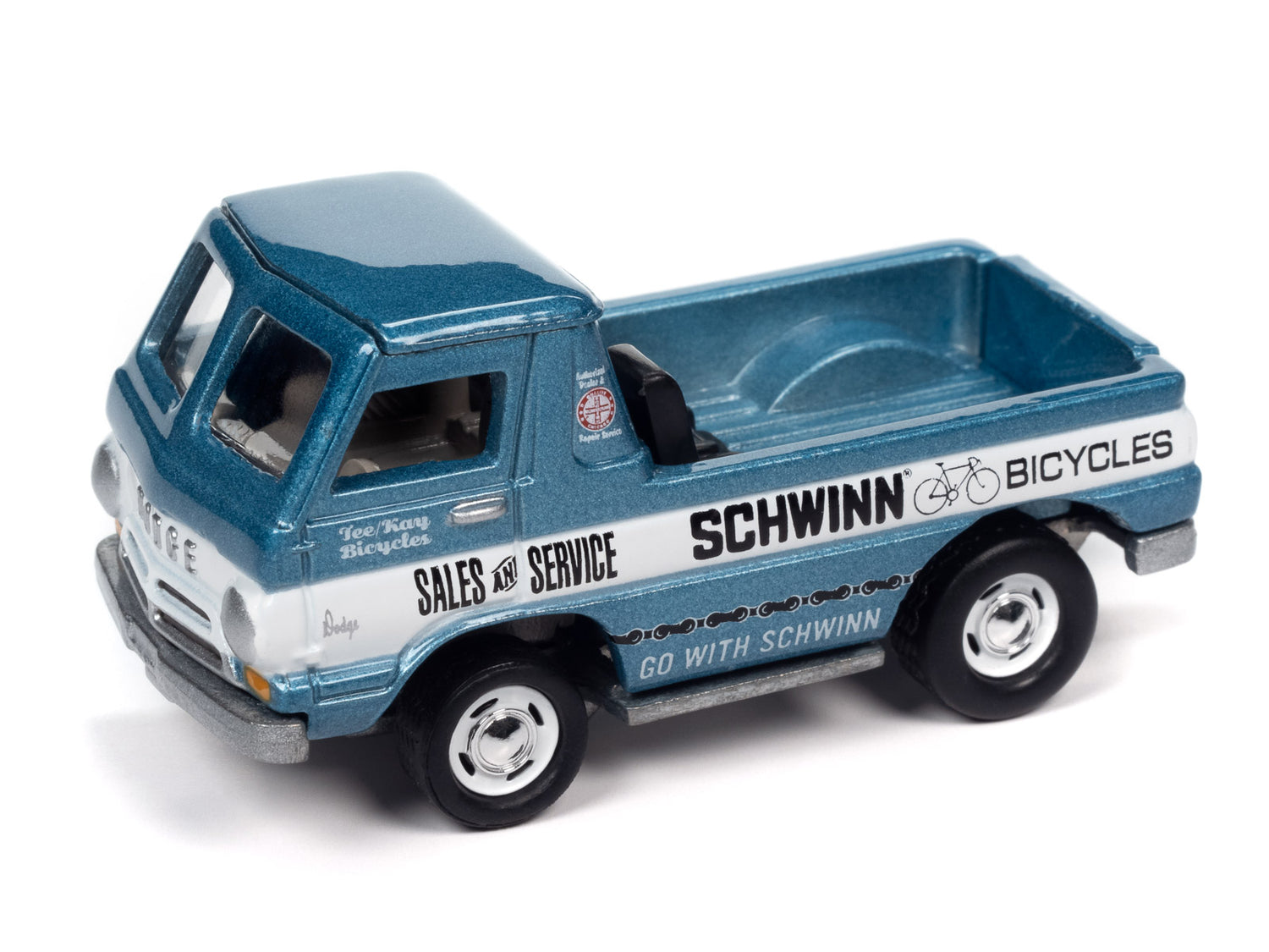 Johnny Lightning 1965 Dodge A-100 Pickup w/Enclosed Trailer Schwinn 1:64 Diecast