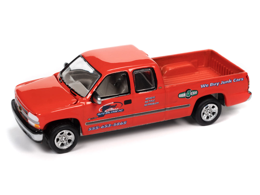 Johnny Lightning 2002 Chevrolet Silverado Extended Cab (Molly Orange) w/Tow Dolly 1:64 Diecast