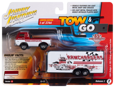 Johnny Lightning 1965 Dodge A-100 Pickup w/Enclosed Trailer Ramchargers 1:64 Diecast