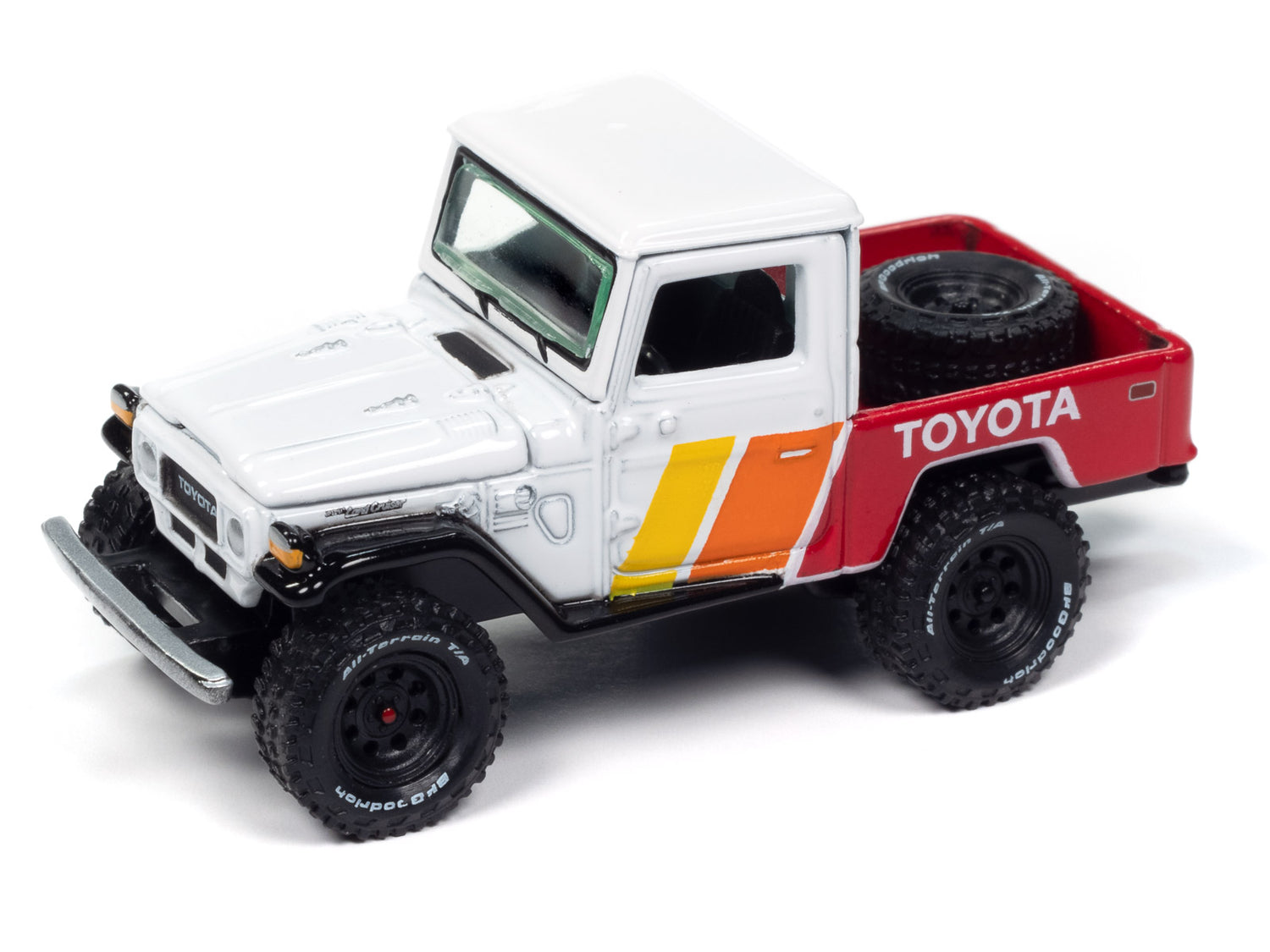 Johnny Lightning 1980 Toyota Land Cruiser w/Open Car Trailer 1:64 Diecast
