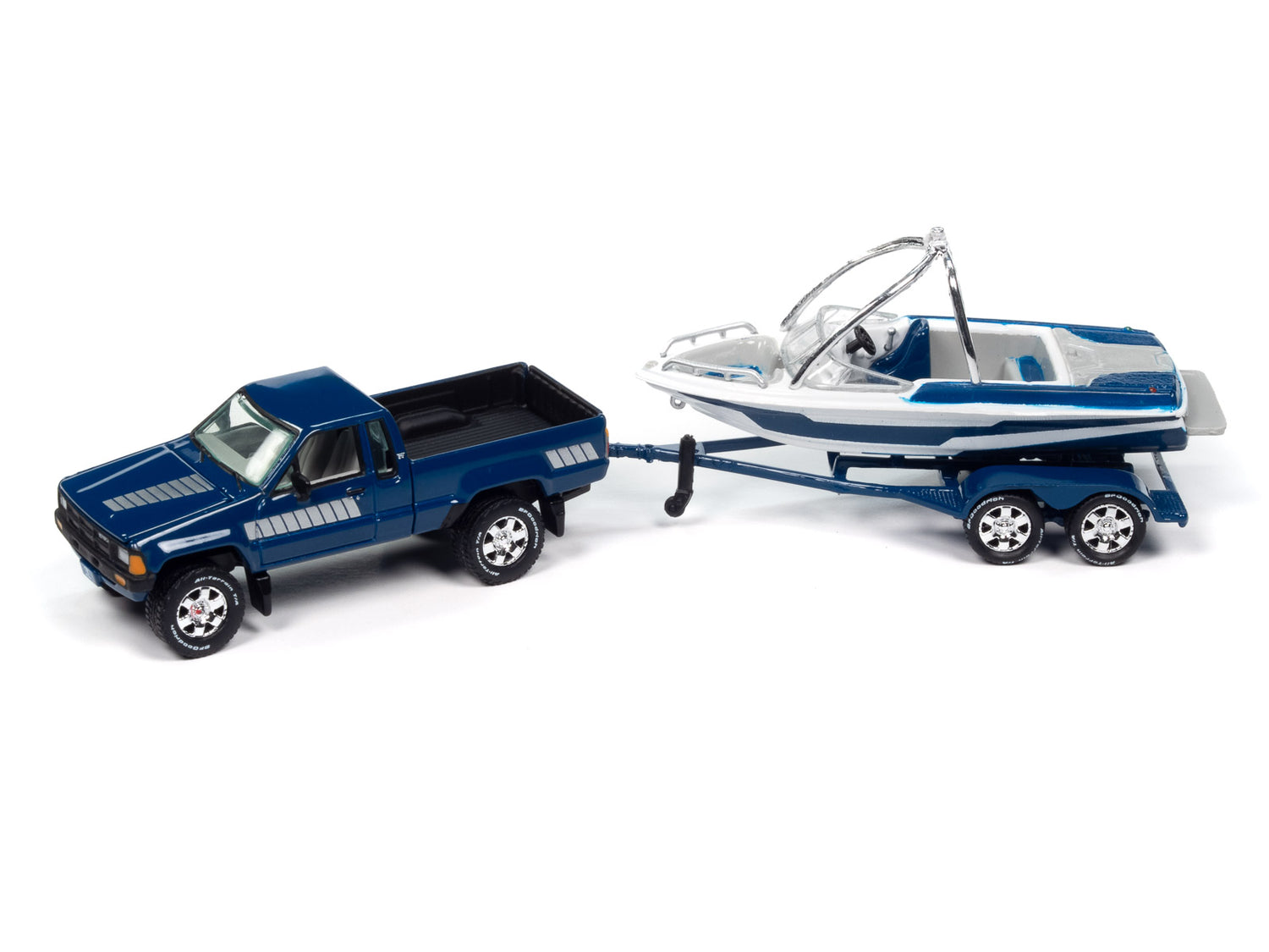 Johnny Lightning 1985 Toyota SR5 Pickup w/Malibu Speed Boat 1:64 Diecast