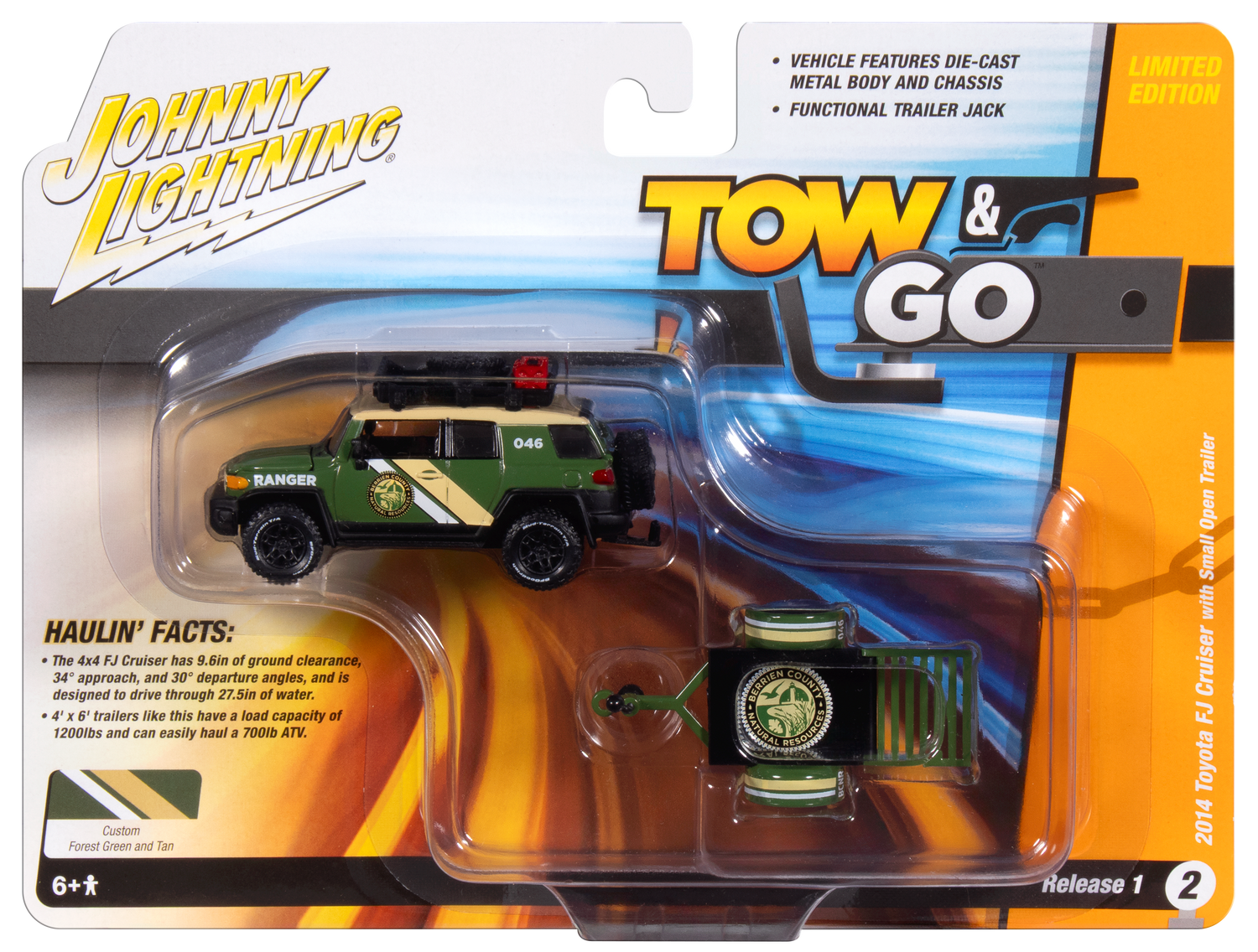 "PRE-ORDER" Johnny Lightning 2014 Toyota FJ Cruiser w/Small Open Trailer 1:64 Diecast (DUE SEPTEMBER 2025)