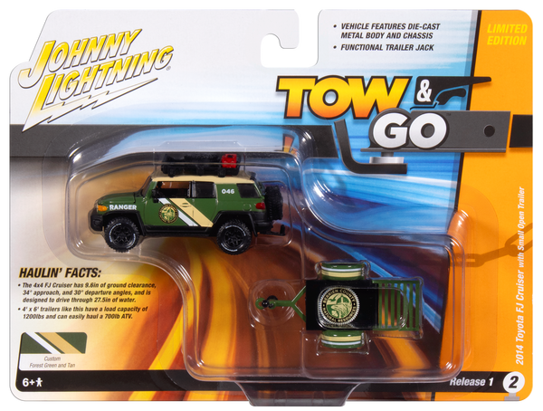 Johnny Lightning 2014 Toyota FJ Cruiser w/Small Open Trailer 1:64