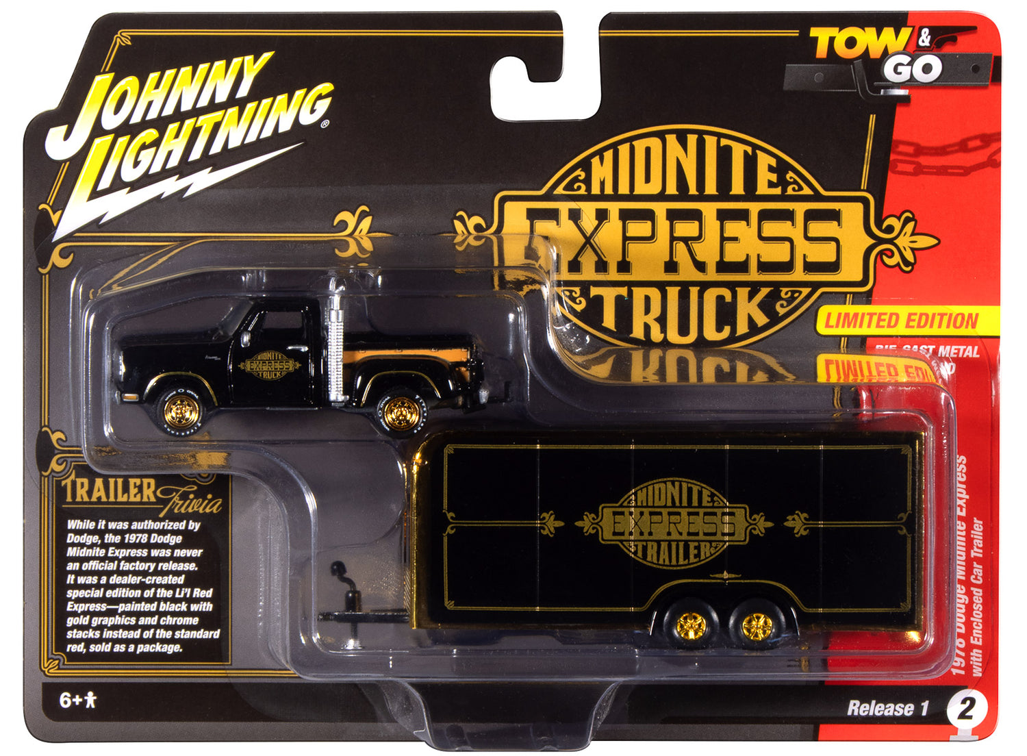 Johnny Lightning 1978 Dodge Midnite Express w/Enclosed Car Trailer