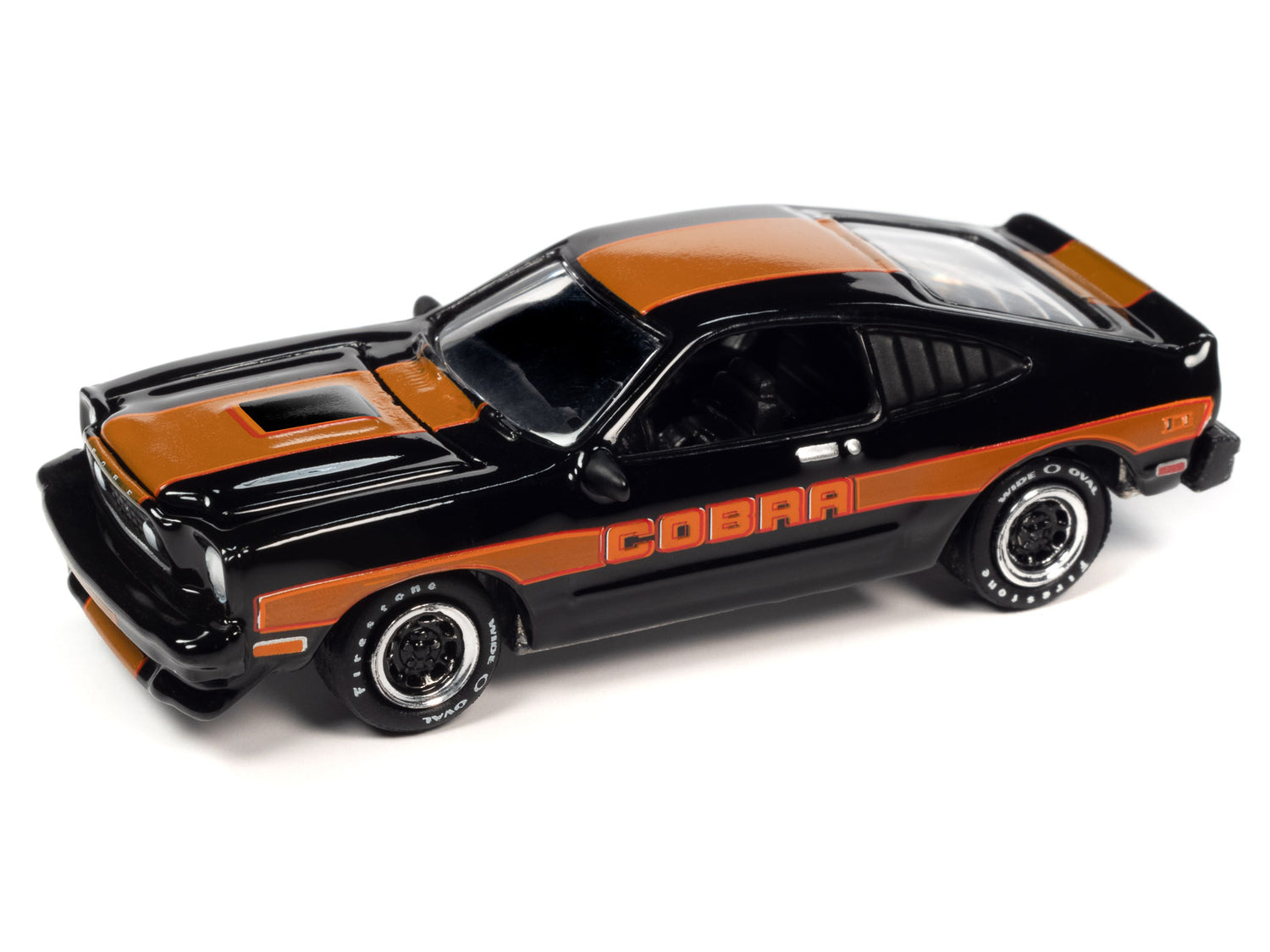 Johnny Lightning Classic Gold 1978 Ford Mustang Cobra II (Gloss Black w/Gold Stripes) 1:64 Scale Diecast