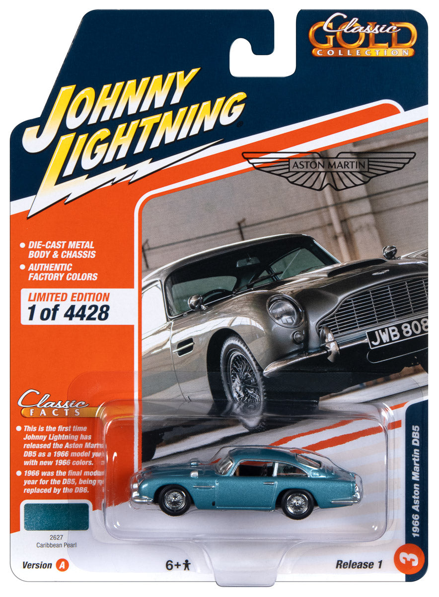 Johnny Lightning Classic Gold 1966 Aston Martin DB5 (Caribbean Pearl) 1:64 Scale Diecast