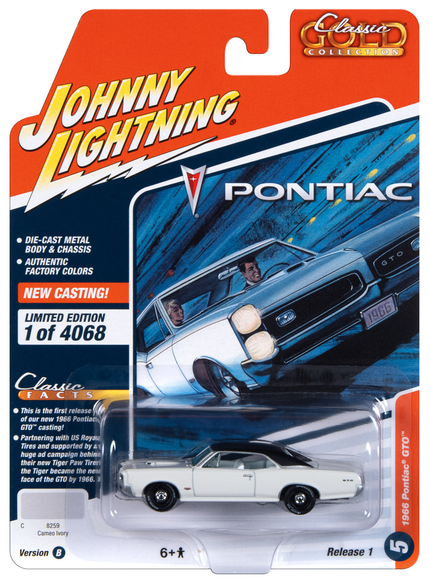 Johnny Lightning Classic Gold 1966 Pontiac GTO (Cameo Ivory) 1:64 Scale Diecast