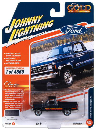 Johnny Lightning Classic Gold 1985 Ford Ranger (Dark Charcoal Poly) 1:64 Scale Diecast