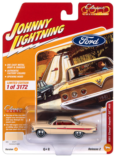 Johnny Lightning Classic Gold 1961 Chevrolet Impala (Coronna Cream) 1:64 Scale Diecast