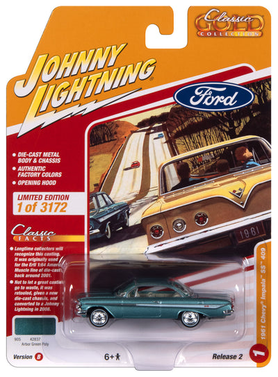 Johnny Lightning Classic Gold 1961 Chevrolet Impala (Arbor Green) 1:64 Scale Diecast