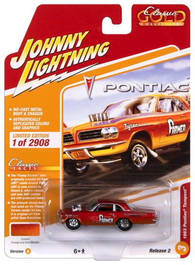 Johnny Lightning Classic Gold 1963 Pontiac Tempest Funny Farmer (Orange & Gold) 1:64 Scale Diecast