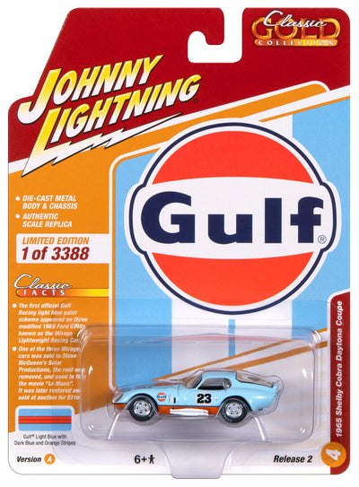 Johnny Lightning Classic Gold 1965 Shelby Daytona Gulf (Light Gulf Blue w/Orange Stripes) 1:64 Scale Diecast