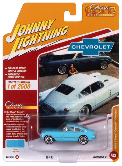 Johnny Lightning Classic Gold 1954 Chevrolet Corvair Concept Car (Sky Blue) 1:64 Scale Diecast