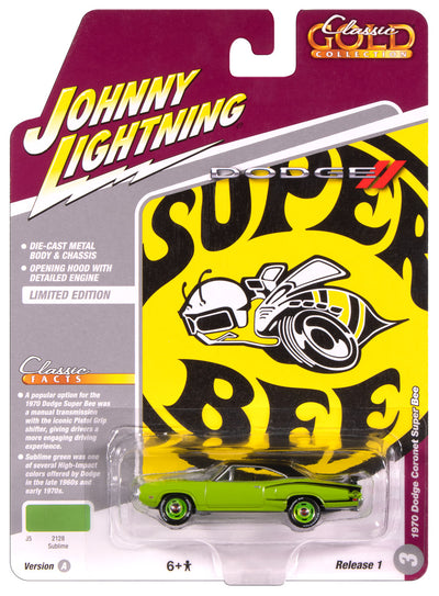 "PRE-ORDER" Johnny Lightning Classic Gold 1970 Dodge Super Bee ( Sublime w/Flat Black Roof) 1:64 Scale Diecast (DUE OCTOBER 2025)
