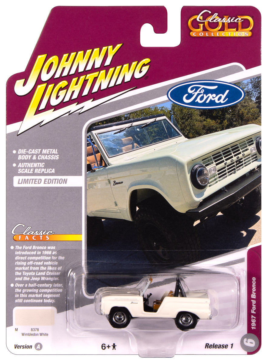 "PRE-ORDER" Johnny Lightning Classic Gold 1967 Ford Bronco (Wimbledon White) 1:64 Scale Diecast (DUE OCTOBER 2025)