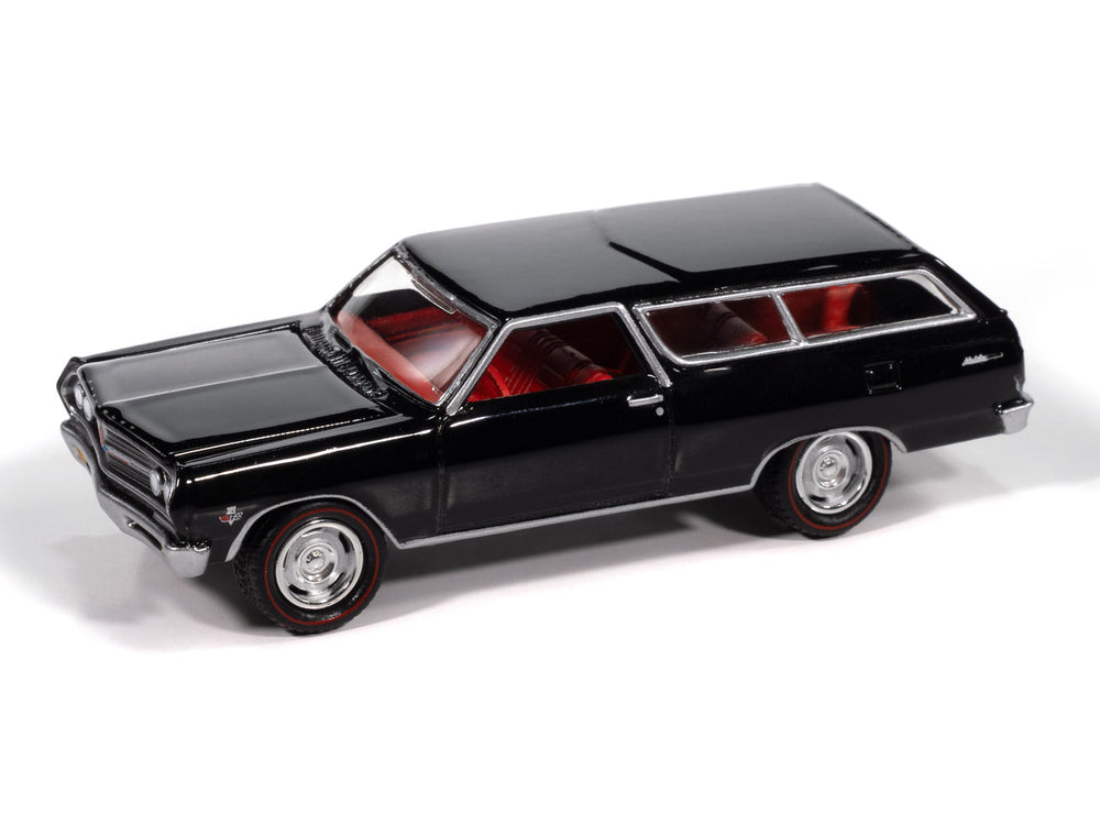 "PRE-ORDER" Johnny Lightning 1965 Chevy 2-Door Wagon (Black) with Collector Tin 1:64 Diecast (DUE OCTOBER 2025)