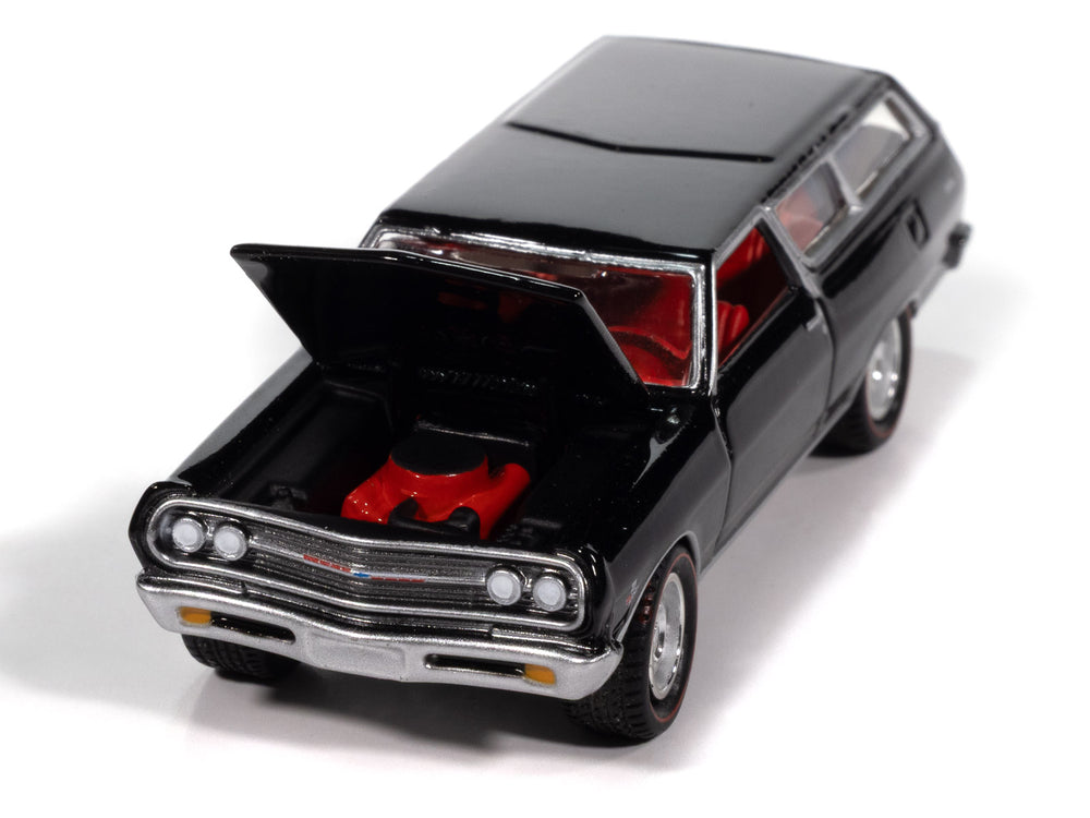 "PRE-ORDER" Johnny Lightning 1965 Chevy 2-Door Wagon (Black) with Collector Tin 1:64 Diecast (DUE OCTOBER 2025)