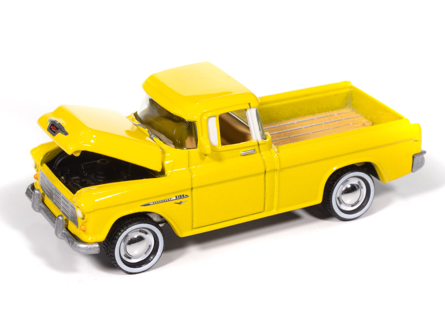 "PRE-ORDER" Johnny Lightning 1955 Chevy Cameo Pickup (Lemon Yellow) with Collector Tin 1:64 Diecast (DUE JANUARY 2026)