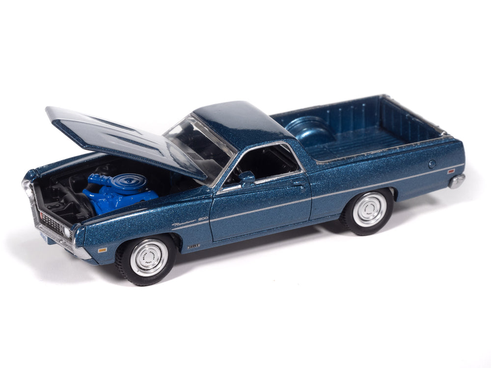 Johnny Lightning 1970 Ford Ranchero 500 (Acapulco Blue) with Collector Tin 1:64 Diecast - Auto World Store