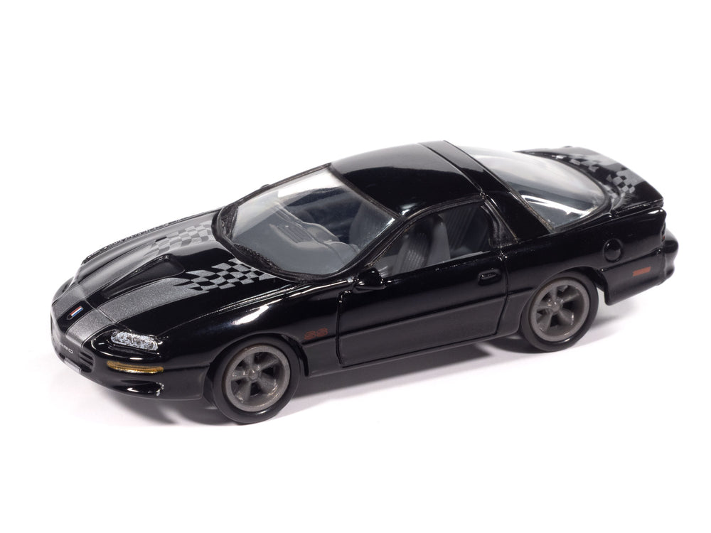 Johnny Lightning 2002 Chevy Camaro SS 35th Anniversary (Black w/Silver Stripes) with Collector Tin 1:64 Diecast