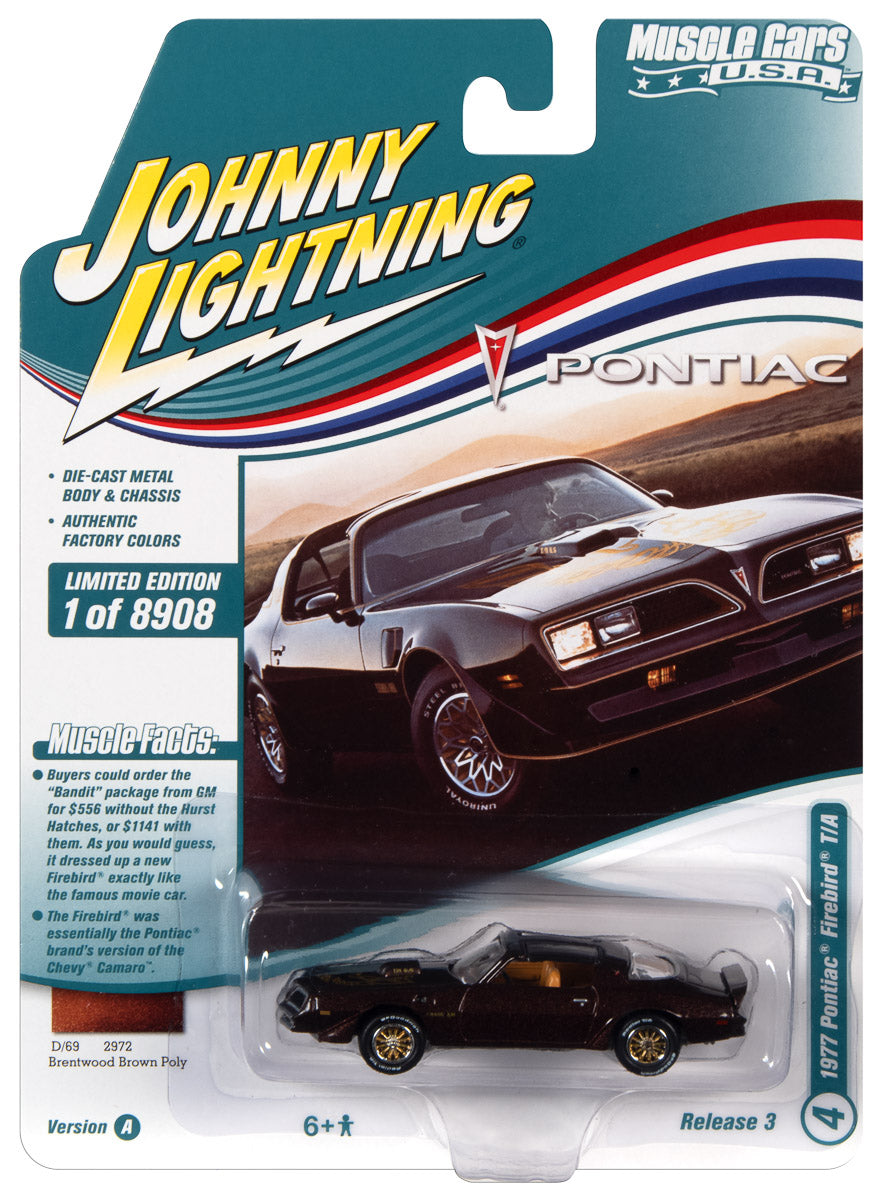Johnny Lightning Muscle Car 1977 Pontiac Firebird Trans Am (Brentwood Brown w/T/A & Bird Graphics) 1:64 Scale Diecast