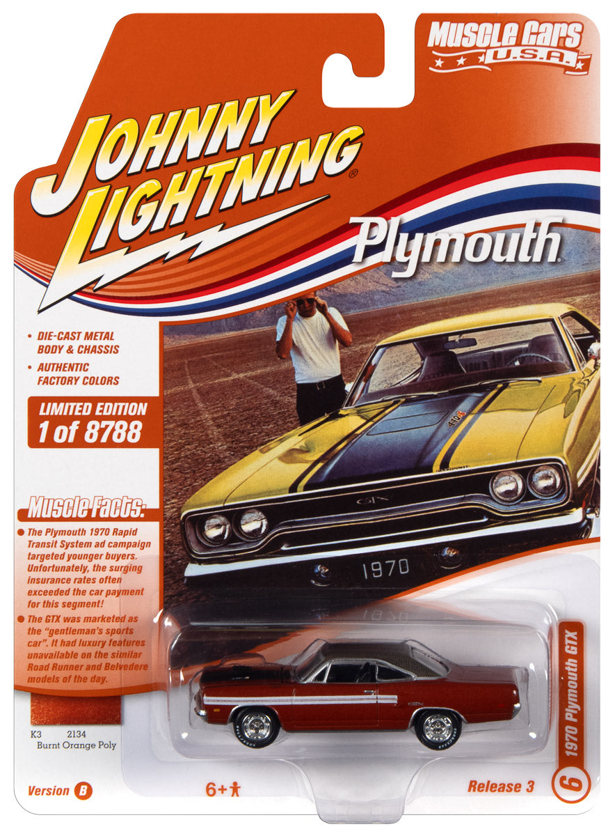 Johnny Lightning Muscle Cars 1970 Plymouth GTX ( Burnt Orange) 1:64 Scale Diecast