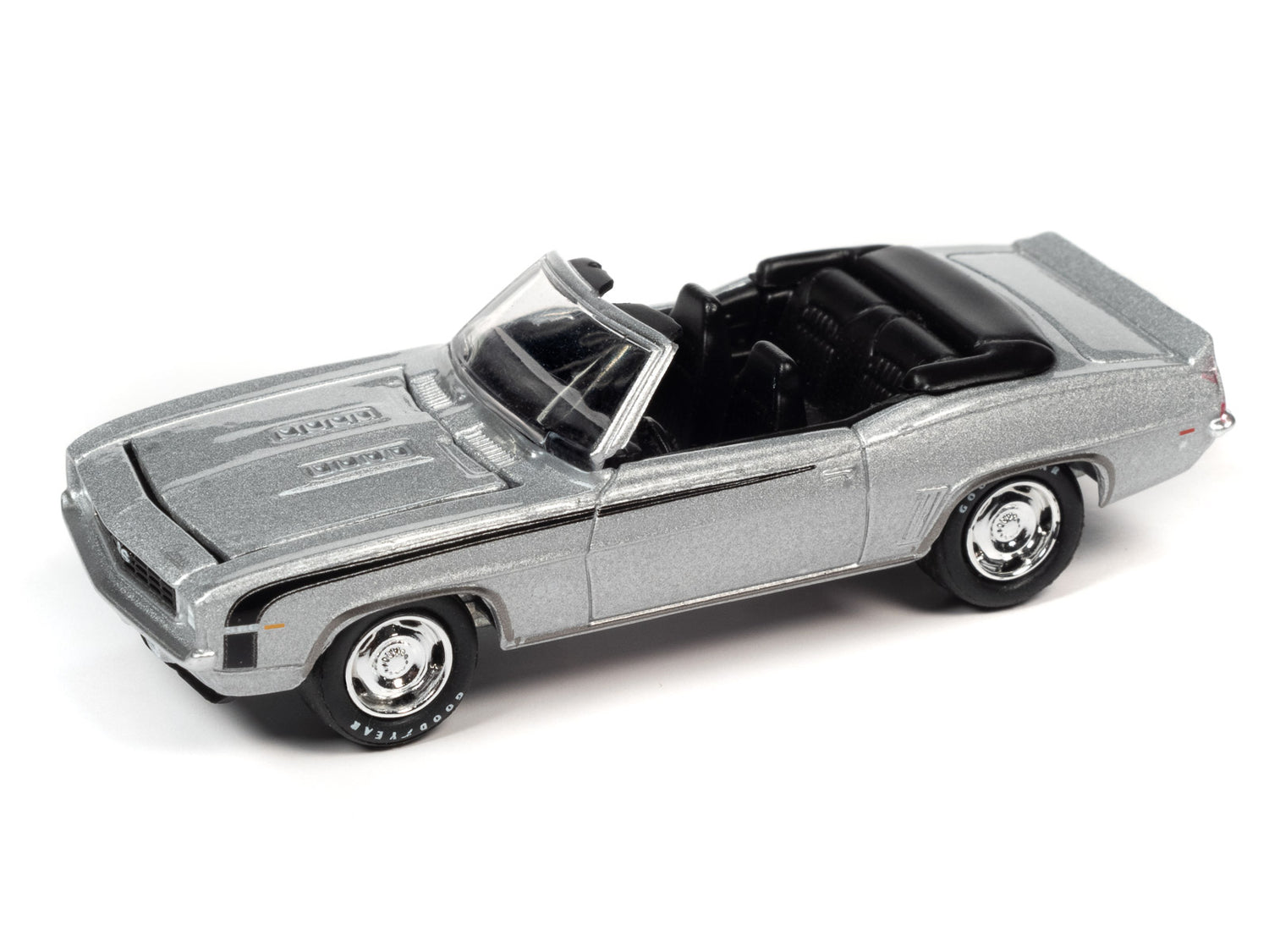 Johnny Lightning Muscle Cars 1969 Chevrolet Camaro RS/SS Convertible (Cortez Silver w/Black Hockey Side Stripe) 1:64 Scale Diecast